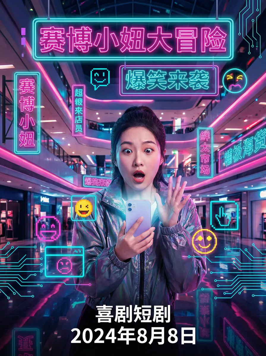 夜色直播88388 搞笑喜剧短剧 - 赛博小妞大冒险海报